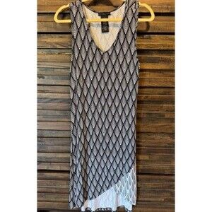 Ladies DESIGN HISTORY‎ LRG Black White Geometric Hem Sleeveless Dress Party EUC